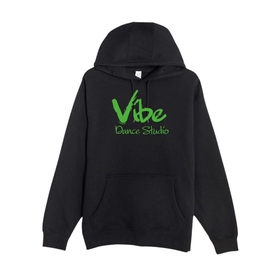Black Vibe Dance Studio hoodie with green logo
