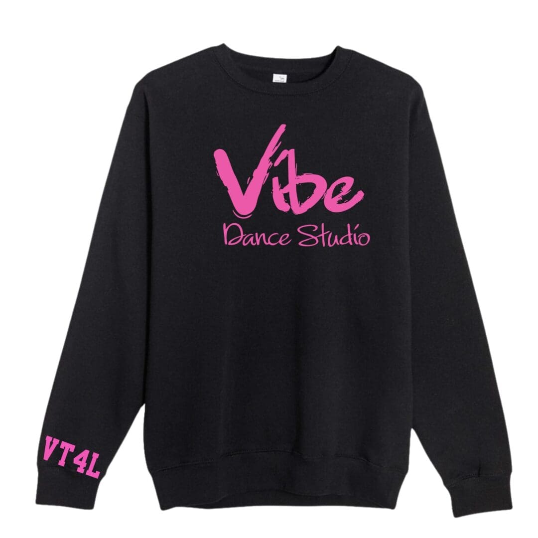 Black sweatshirt with Vibe Dance Studio logo.