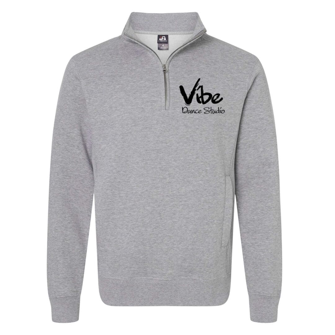 Gray Vibe Dance Studio quarter-zip sweatshirt.