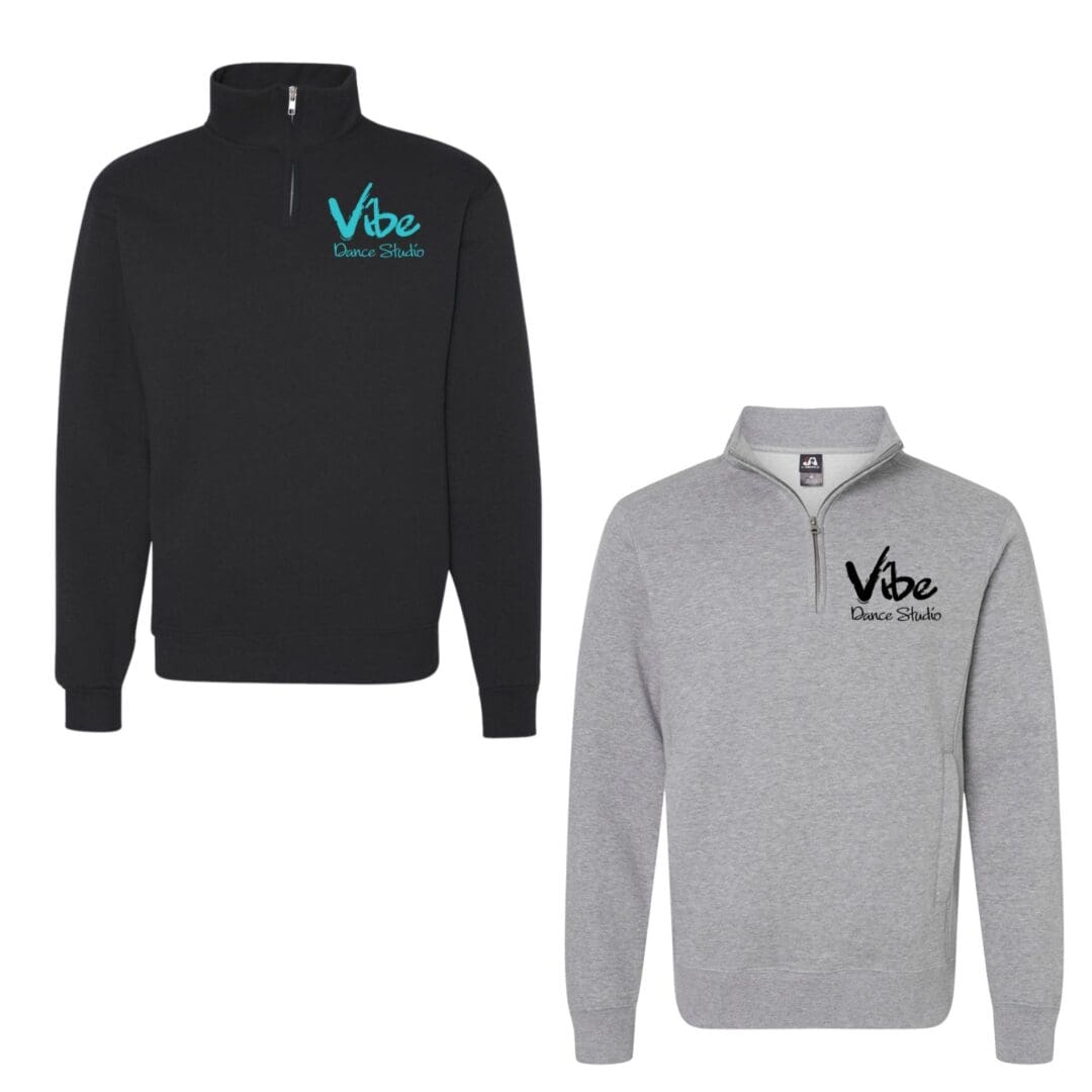 Black and gray Vibe Dance Studio sweatshirts.