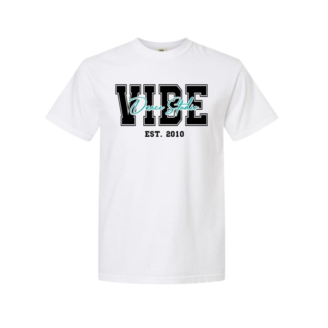 White T-shirt with "Vibe" design text.