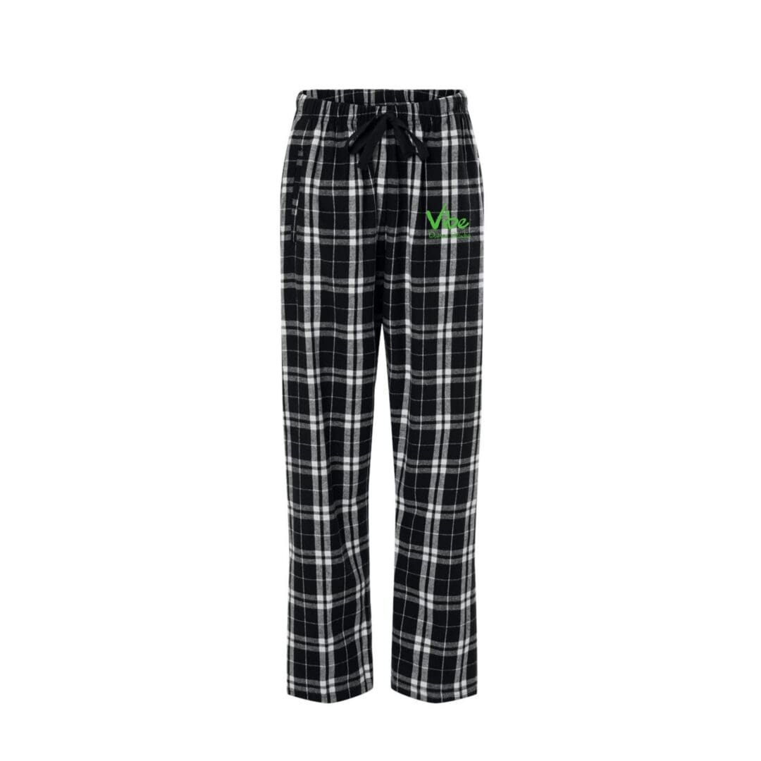 Black and white plaid drawstring pajama pants