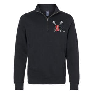 Black quarter-zip pullover with lacrosse logo.