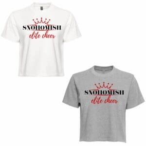 White and gray Snohomish Elite Cheer tees