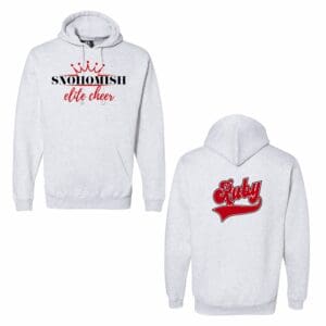 Gray Snohomish elite cheer hoodie Ruby back