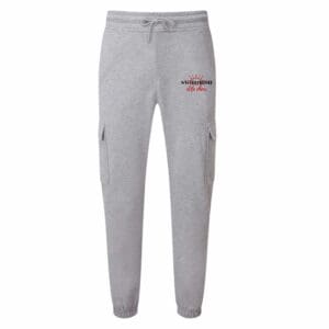 Light gray cargo joggers with embroidered logo