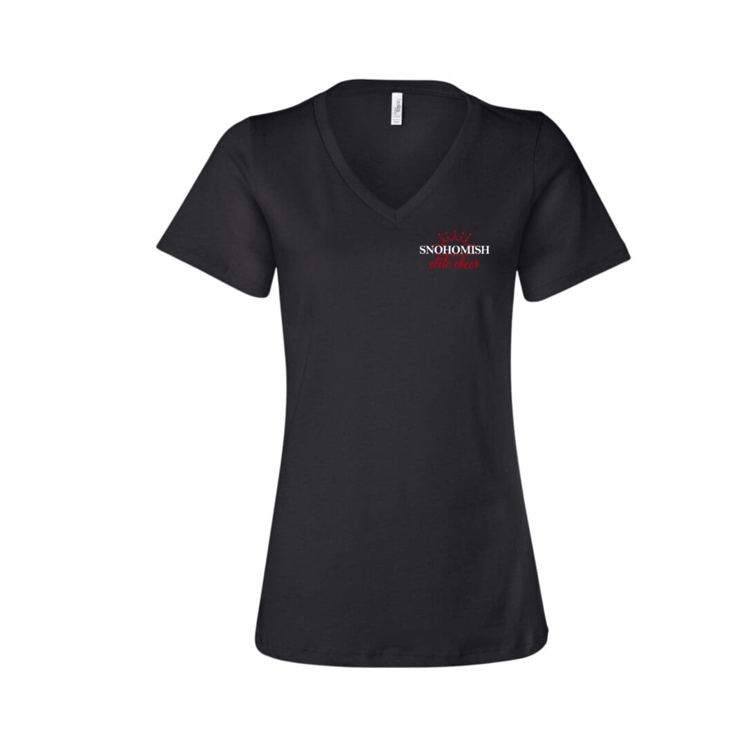 Black women's V-neck Snohomish logo tee